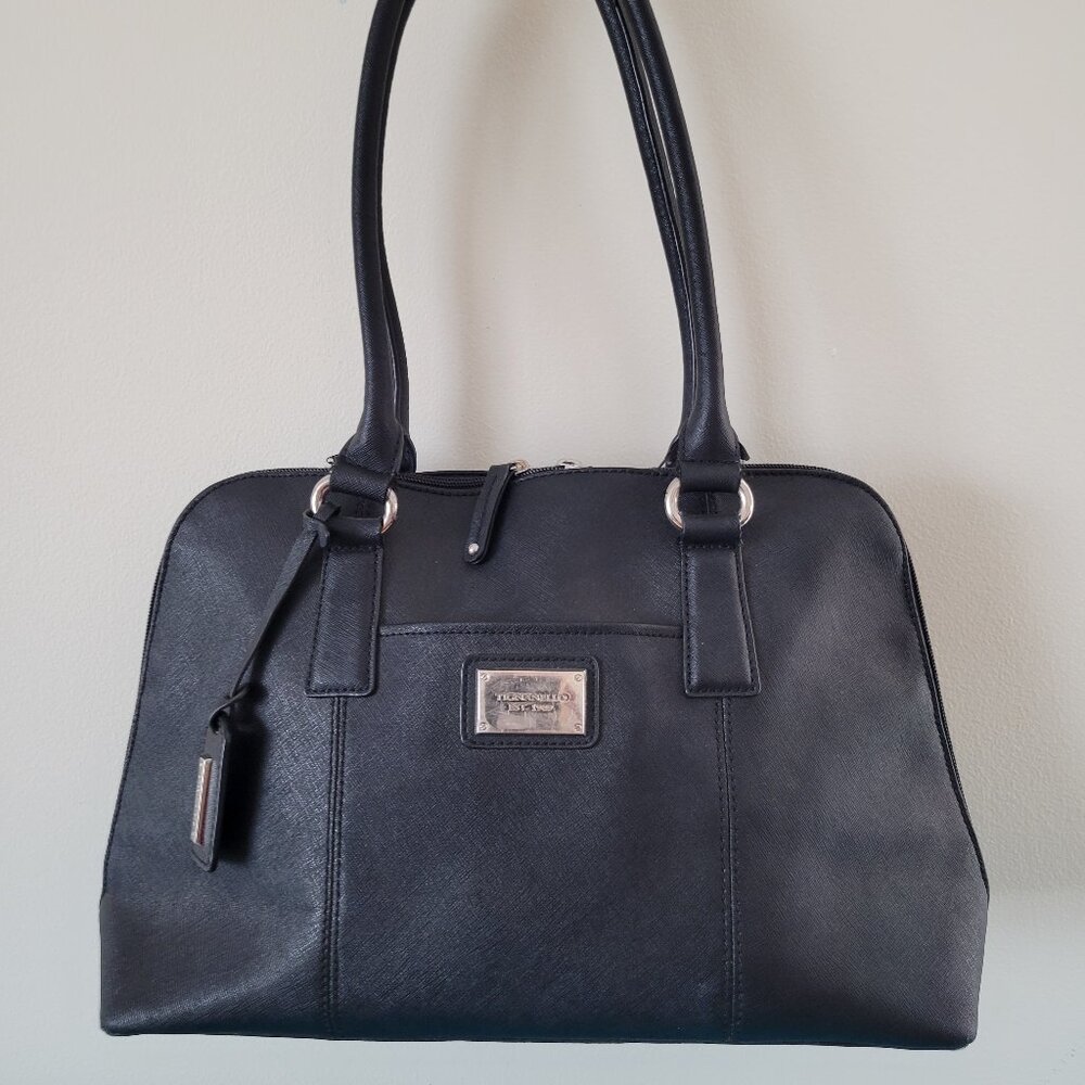 Tignanello Clean and Classic Satchel.  Textured black leather